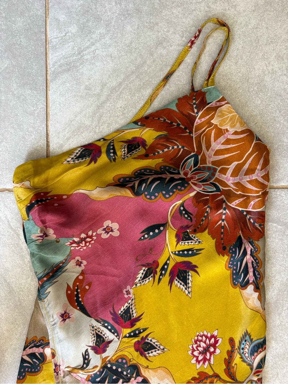 Anthropologie Bl-nk One-Shoulder Floral Multicolor Maxi Dress - Picture 4 of 8